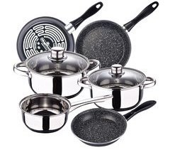 Bateria de cocina 5 piezas + juego de sartenes