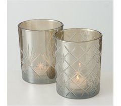 Porta velas cristal gris CARVY surtido 