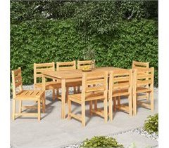 Juego de comedor para jardín 9 piezas madera maciza de teca