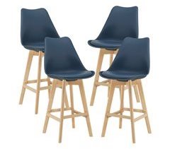 Juego de 4 taburetes de bar Lublin Acolchado Madera Haya