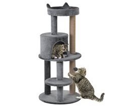 Árbol para Gatos Aglomerado de Madera, Felpa, Sisal PawHut