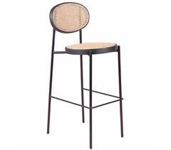 Taburete vintage con diseño clásico en ratán natural - North