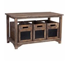 Banco de madera con 3 cajones