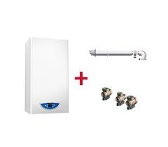 Caldera de condensacion compacta, Ariston, Matis Condens Plus 24 + Kit de tres grifos + Kit salida de humos, Clase Energetica A