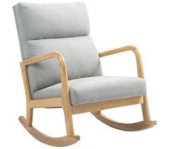 Silla Mecedora Madera de Caucho, Poliéster HOMCOM