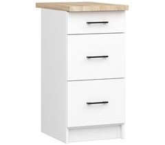 Armario de cocina AKORD S40 con encimera OLIWIA Blanco 40 cm 3 cajones frente en color Blanco 40x46x85 cm