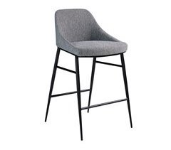 Taburete tapizado en tela y estructura acero negro