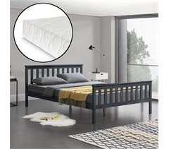 Cama Doble Hellnar de Pino - con Listones Colchón Reposacabezas 188x208