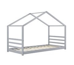 Cama para niños Vardø con somier - Forma de casa - pino 98x206