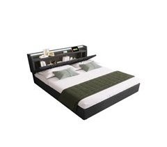 Cama de matrimonio de lino con almacenaje 177x215