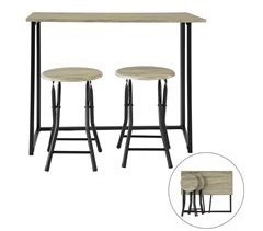 Set Mesa Alta de Bar y 2 Taburetes Plegable OGT18-N SoBuy