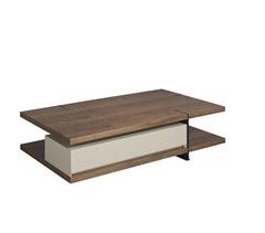 Mesa de centro rectangular, niebla, nogal y acero negro