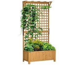Jardinera con Enrejado Madera de Abeto Outsunny