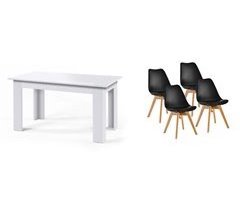 Pack Mesa Fija de Comedor o Cocina + 4 Sillas Nordic 138x80