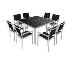 Conjunto de muebles de jardín CAGLIARI de 8 plazas en textileno y aluminio