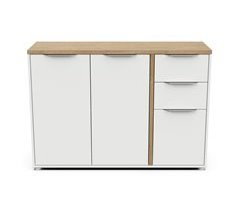 Aparador GILLES 3 puertas 2 cajones blanco y roble
