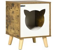 Caseta para Gatos MDF, Pino, Poliéster PawHut