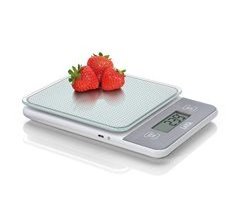 Balanza de cocina electrónica blanca con batería recargable