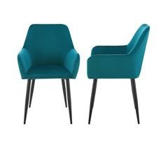 Juego de 2 sillas de comedor Hollola terciopelo y acero