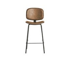 Taburete deco PU alto fijo marrón