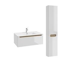 Conjunto de muebles con lavabo individual encastrado 1 cajón y columna Livia