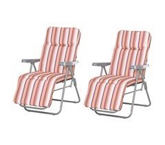 2 Tumbonas Plegables Acero, Poliéster Outsunny