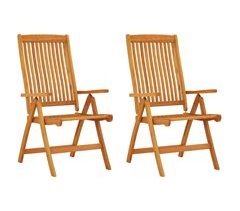 2 Sillas de jardín plegables de madera maciza de eucalipto