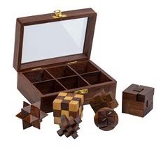 Juego de 6 juegos de rompecabezas en caja de madera