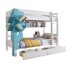 Litera infantil de madera de pino y mdf con 2 cajónes