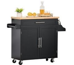 Carro de Cocina Madera de Caucho, MDF HOMCOM, hogar - cocina