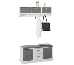 Mueble Recibidor Zapatero Con Perchero SoBuy FSR66-HG+FRG282-W