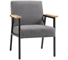 Butaca de Salón Poliéster, Espuma, Acero, Madera de Caucho HOMCOM