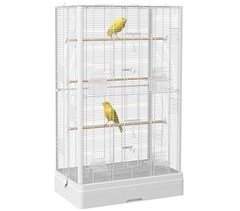 Jaula para Pájaros Acero, Madera de Abeto PawHut