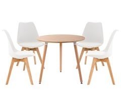 Juego de mesa y sillas Lansgar para comedor 140x140