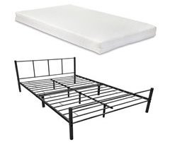 Cama doble Laos de Metal con Colchón de Espuma fría 161x209
