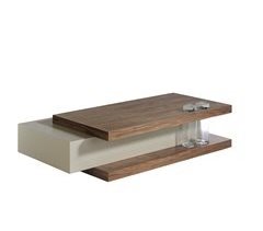 Mesa de centro rectangular niebla y nogal