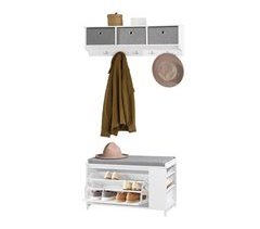 Mueble recibidor Zapatero con Perchero FSR105-W+FRG282-W SoBuy