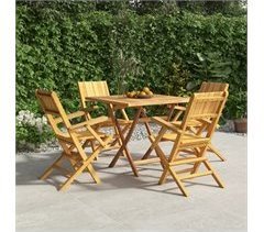 Juego de comedor para jardín 5 piezas madera maciza de teca