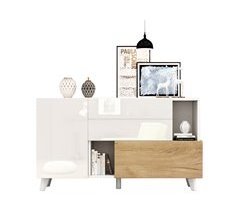 Aparador de panel de partículas con 2 puertas y 2 cajónes