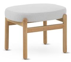 Puf tapizado en boucle  con estructura y patas en pino natural