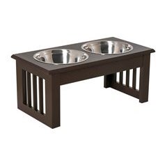 Comedero para Perros MDF, Acero Inoxidable PawHut