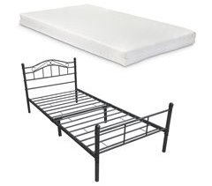 Cama individual (Florenz)  con cabecero curvado, colchón y somier 126x208