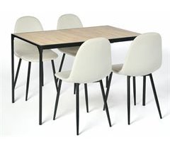 Conjunto de mesa de madera + 4 sillas de tela
