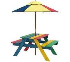 Mesa Picnic infantil Madera de Abeto, Poliéster Outsunny