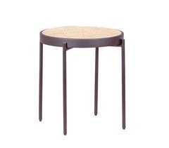 Mesa auxiliar retro con detalles en ratán natural - North 50x50