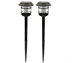 Pack 2 focos solares exterior luz LED cálida c/estaca para jardín Aktive