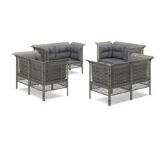 Set de muebles de jardin 8 piezas y cojines ratán sintético