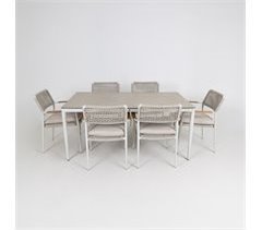 Set de jardín MOREA con mesa rectangular y 6 sillas