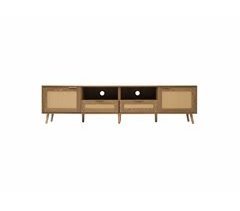 Mueble de TV de ratán tejido con patas de madera maciza