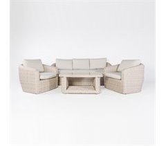 Set de jardín MOREA con mesa, 1 sofá y 2 sillones